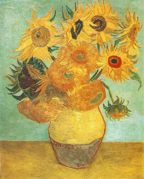 Twelve sunflowers painted by Vincent Van Gogh
