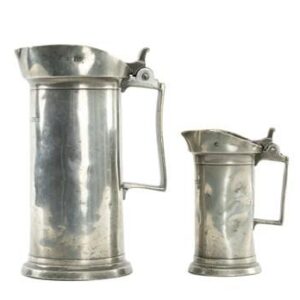 Beautiful pewter jugs with lids used as measures - antique from France