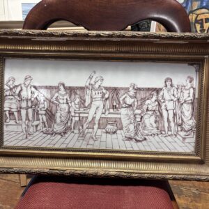 painted with a medieval banquet or dancing scene