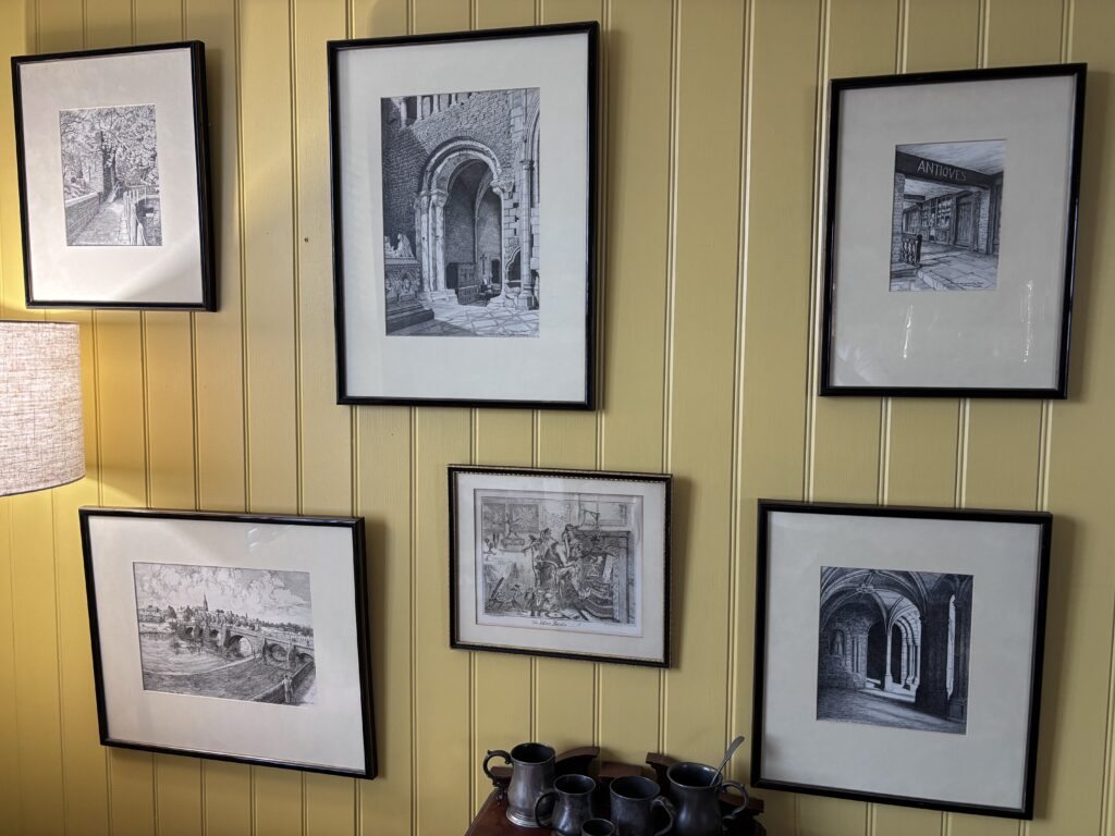 Five pen and ink prints of scenes in Chester