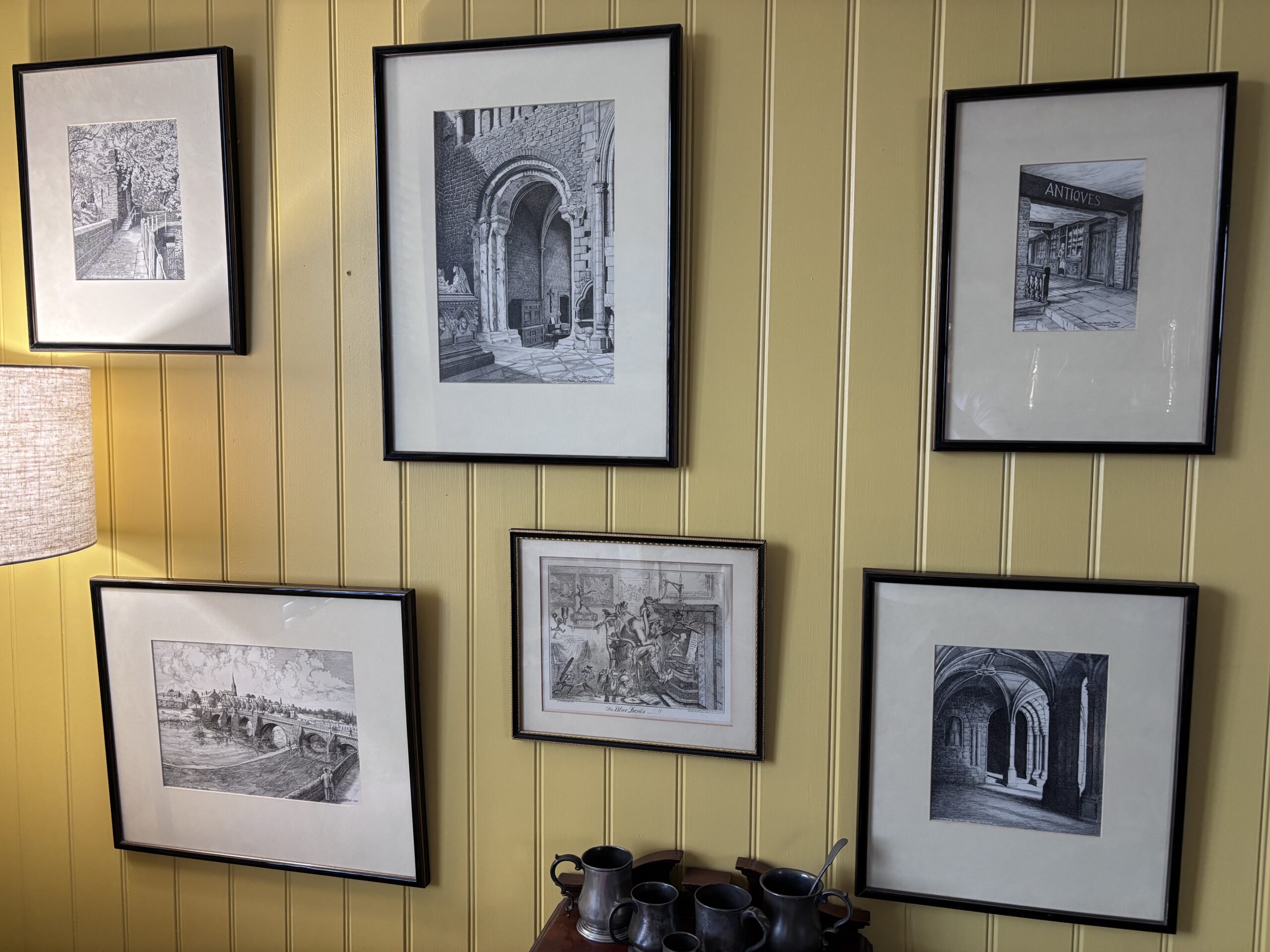 Five pen and ink prints of scenes in Chester