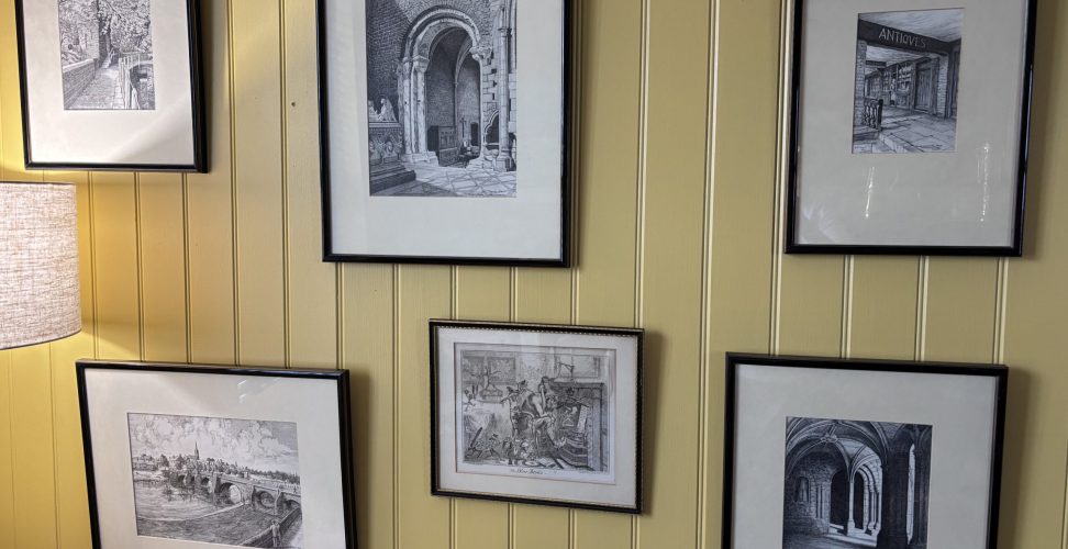 Five pen and ink prints of scenes in Chester