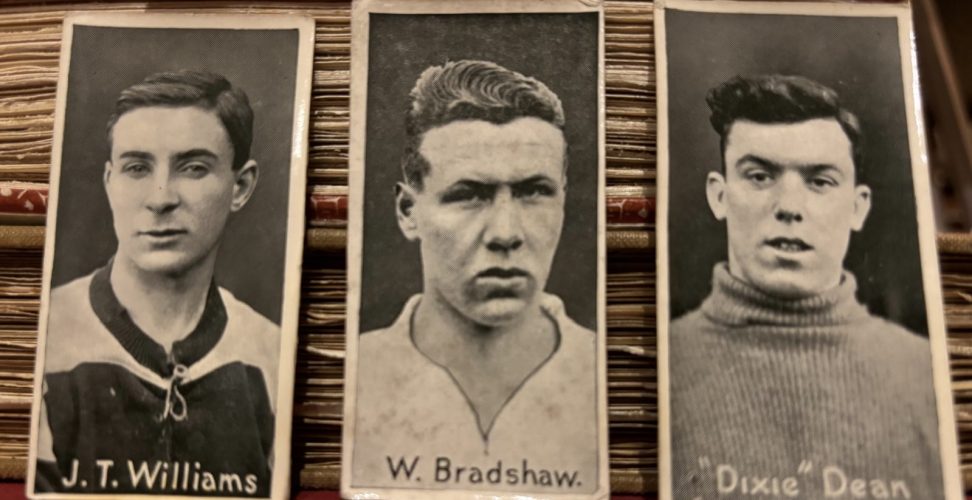 Vintage photographs of footballers on cigarette cards of 1920s